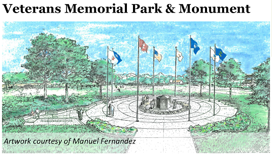 Illustration of Veterans Memorial Park & Monument and link to veterans page