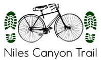 graphic with bike and footprints with title Niles Canyon Trail