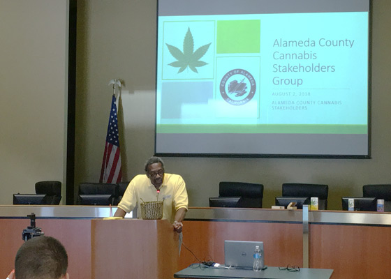 Supervisor Miley giving a presentation to the Alameda County Cannabis Stakeholders group
