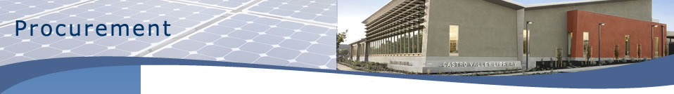 Purchasing - photo showing solar panels and castro valley library.